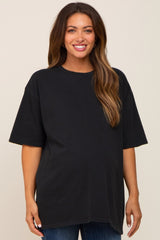 Black Basic Oversized Maternity T-Shirt