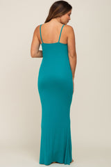 Turquoise Basic Maternity Maxi Dress