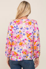 Multi-Colored Floral V-Neck Top