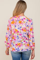 Multi-Colored Floral V-Neck Maternity Top