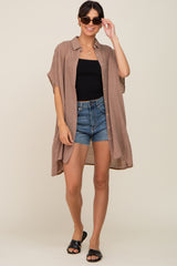 Mocha Lightweight Button Front Coverup