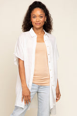 White Lightweight Button Front Coverup