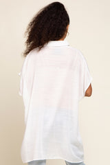 White Lightweight Button Front Coverup