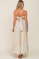 Cream Floral Back Tie Cutout Maternity Maxi Dress