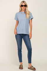 Light Blue Raw Hem Tee