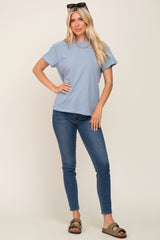 Light Blue Raw Hem Tee