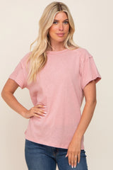 Light Pink Raw Hem Tee