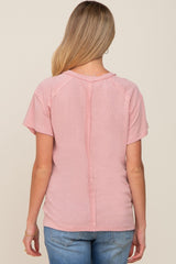 Light Pink Raw Hem Maternity Tee