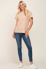 Beige Raw Hem Tee