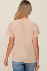 Beige Raw Hem Maternity Tee