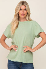 Light Olive Raw Hem Maternity Tee