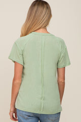 Light Olive Raw Hem Maternity Tee