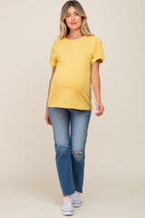 Yellow Raw Hem Maternity Tee