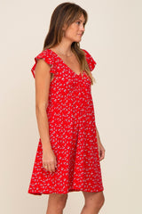 Red Floral Flounce Dress