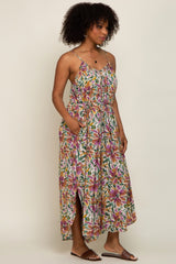 Violet Floral Sleeveless Jumpsuit