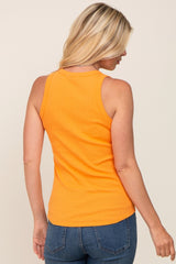 Orange Ribbed Basic Tank Top