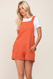 Rust Square Neck Elastic Strap Romper