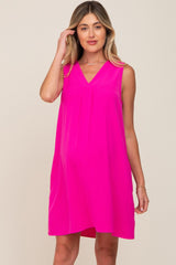 Fuchsia Sleeveless Pocketed Maternity Dress