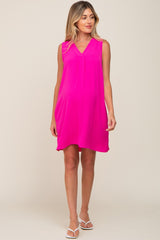 Fuchsia Sleeveless Pocketed Maternity Dress