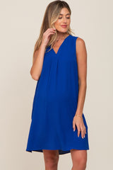 Royal Sleeveless Pocketed Maternity Dress