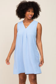 Light Blue Sleeveless Pocketed Dress