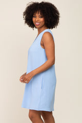 Light Blue Sleeveless Pocketed Dress