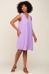 Lavender Sleeveless Pocketed Dress