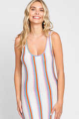 Multi Color Striped Open Back Maxi Dress