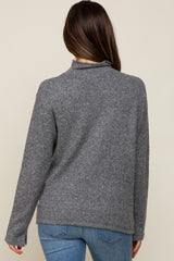 Charcoal Ultra Soft Mock Neck Maternity Sweater