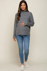 Charcoal Ultra Soft Mock Neck Maternity Sweater