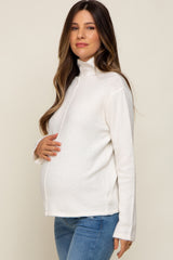 Cream Ultra Soft Mock Neck Maternity Sweater