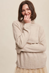 Beige Ultra Soft Mock Neck Maternity Sweater