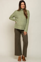 Light Olive Ultra Soft Mock Neck Maternity Sweater