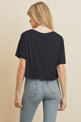 Dark Navy Cropped Boxy Tee