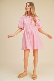 Pink Collared Button Up Dress