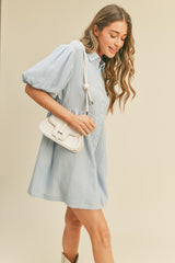 Sky Blue Collared Button Up Dress