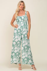 Mint Floral Sweetheart Neck Jumpsuit