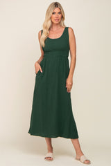 Forest Green Lightweight Sleeveless Open Back Maxi Dress