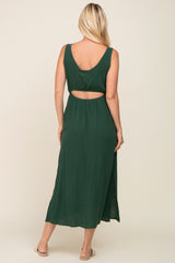 Forest Green Lightweight Sleeveless Open Back Maxi Dress