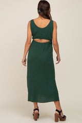 Forest Green Lightweight Sleeveless Open Back Maternity Maxi Dress