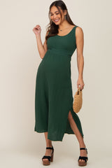 Forest Green Lightweight Sleeveless Open Back Maternity Maxi Dress