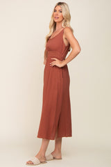 Brown Lightweight Sleeveless Open Back Maxi Dress