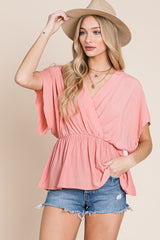 Pink Elastic Waisted Top