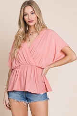 Pink Elastic Waisted Top