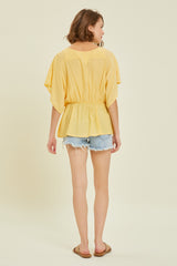 Yellow Elastic Waisted Top