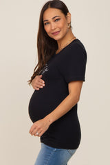 Black Mother Graphic Maternity Top