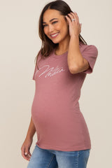 Mauve Mother Graphic Maternity Top