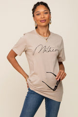 Beige Mother Graphic Maternity Top