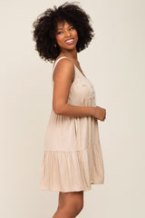 Beige Sleeveless Tiered Dress