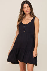 Black Sleeveless Tiered Maternity Dress